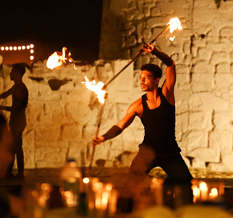 Fire show performer performing at Fort Liaisili